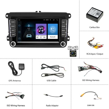 Camecho 2Din radioodtwarzacz samochodowy z systemem Android 8.1 samochodowy odtwarzacz multimedialny GPS stereo do VW/Volkswagen/Golf/Octavia/golf 5/touran/passat b6/polo