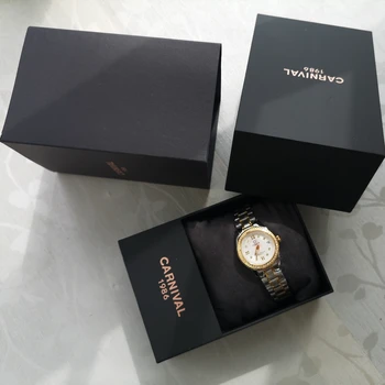 Carnival Original Highquality Leather Watch Box Luxury Brand Watch Accessories prostokąt zegar wyświetlacz pudełko na prezent dla ojca