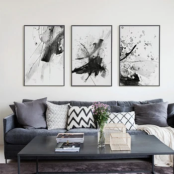 Chiński styl splash tusz czarny biały uchwyt sztuka płótnie Malarstwo nowoczesny streszczenie plakat drukuj obrazy do salonu wystrój domu