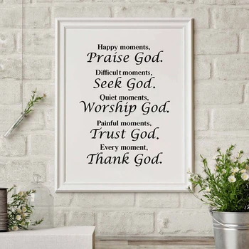 Chrześcijański Obraz Na Płótnie Plakat Werset Biblijny Cytat Wystrój Domu , W Każdej Chwili Dzięki Bogu Religijne Plakat Salon