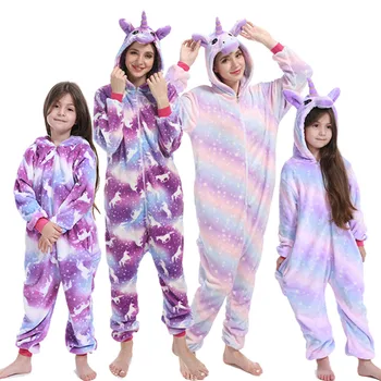 Chłopcy Dziewczyny Кигуруми Piżamy Zestawy Panda Jednorożec Piżamy Dla Kobiet Pijimas Onesie Dorosłych Zwierząt Piżamy Zimowe Ciepłe Piżamy Dla Dzieci