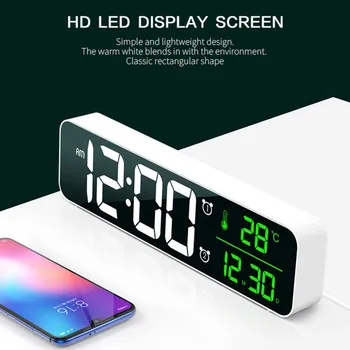 Cyfrowy stół gry planszowe zegar na biurko USB ładowanie led alarm wyświetlacz led sterowanie głosem elektroniczny powtarzanie podświetlenie 2020