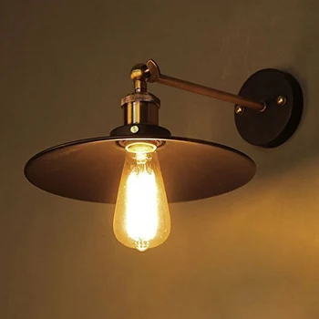 Czarny retro przemysłowy Edison Vintage kinkiet/lampa sufitowa - antyczne wykończenie mosiądz dźwignia z metalowym kloszem (średnica: 20 cm)