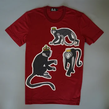 Czerwona koszulka męska designerska marka t-shirt nowa letnia koszulka męska moda małpa Korona koszulka męska z wysokiej jakości bawełny bluzki