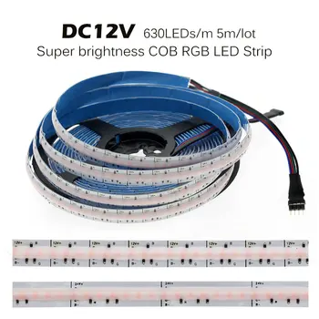 DC12V 384 diody COB LED Strip 630LEDs RGB Elastyczny COB LED Lights Red / Greeen / Blue / Ice Blue / Pink / Gold LED Tape 5m/Lot