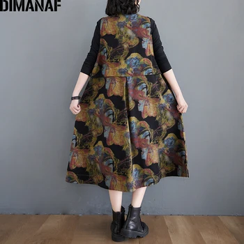 DIMANAF plus rozmiar sukienki Vintage Elegant Lady Vestido bez rękawów z kwiatowym nadrukiem denim wiosna Denim sukienka 2021 odzież Damska