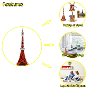 DIY Tokyo Tower 3D Puzzle Paper Assembled Building Model Toys for Children Game World Architecture Jigsaw zabawki edukacyjne prezenty