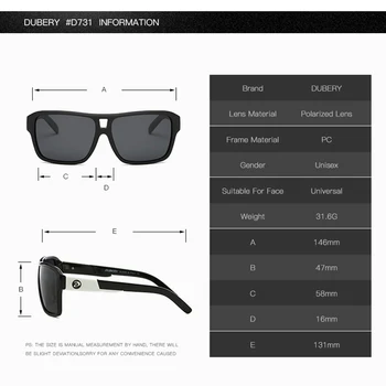 DUBERY męskie okulary polaryzacyjne modne, wysokiej jakości okulary sportowe Vintage Driving Mirror Sunglass gafas de sol z skrzynią