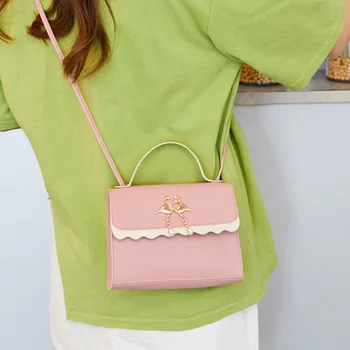 Damska kwadratowa torba procy 2021 nowy koreański styl moda Messenger torba damska mały Łabędź wisiorek telefon torba
