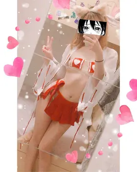 Damskie Anime Medium Cosplay Stroje Japońskie Kimono Czarownica Strój Sexy Bikini Bielizna Zestaw Sexy Kostiumy Na Halloween Fetysz