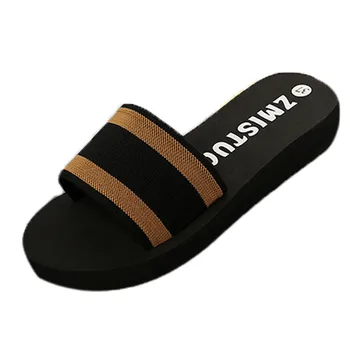 Damskie pantofle letnie codzienne slajdy obuwie plażowe damskie kapcie antypoślizgowe paski klinowe japonki sandały w paski obuwie domowe Dropshipp