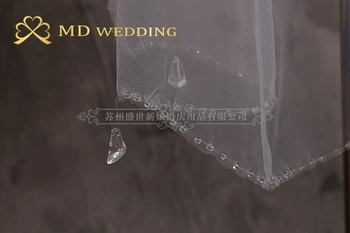 Darmowa wysyłka jedna warstwa Crystal frezowanie krawędzi welon ślubny welony ślubne grzebień Мантилья akcesoria ślubne MD3046