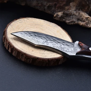 Darmowa wysyłka najbardziej ostry Damascus taktyczny nóż mały przetrwanie czarna drewniany uchwyt prezent nóż znakomity nóż zawieszony