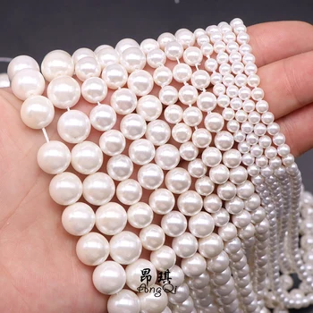 Darmowa wysyłka naturalny biały umywalka perły okrągłe luźne koraliki 14 mm perłowe koraliki do tworzenia biżuterii DIY Urok bransoletki naszyjniki 15