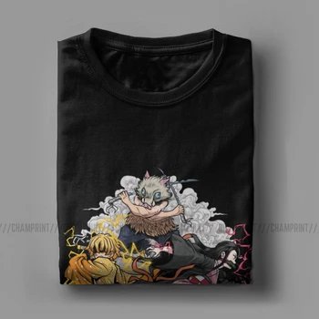 Demon Slayer Koszulka Mężczyźni Inosuke Anime Demon Blade Nowość Czysta Bawełna Trójniki O Neck Z Długim Rękawem T-Shirt Prezent Na Urodziny Odzież