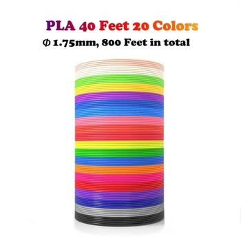 Dikale 20colors/set(zaledwie 240 metrów)PLA 3D Pen Filament 1.75 mm for 3D Printing Pen 12M/Color 3d pen napełniania