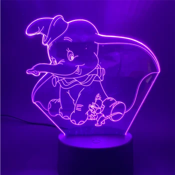 Disney Films Little Young Dumbo Figure Baby Children Night Light for Bedroom Decor Touch Sensor 3d lampa prezent na boże Narodzenie