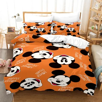 Disney Mickey Minnie Cartoon 3D printing bed two/three piece set Mickey Mouse Quilt Cover Sheet Children ' s home textile set