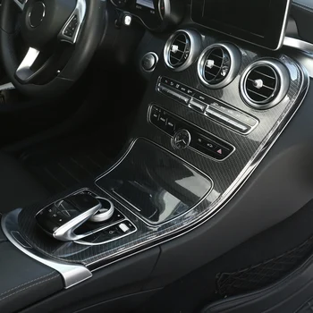 Dla Mercedes Benz C Class W205 GLC X253 Carbon Fiber Color Car Sticker ABS Center Console Panel Decoration Cover Trim