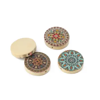 DoreenBeads drewniane kołki koraliki okrągłe losowo biżuteria DIY wnioski akcesoria zawieszenia około 20 mm Średnicy, otwór: około 1.8 mm, 30 szt.