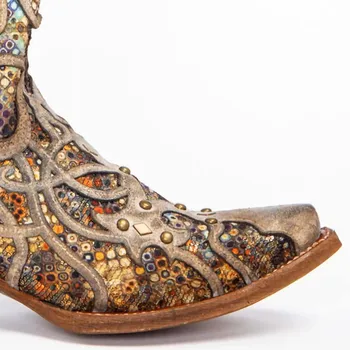 Dropship duży rozmiar 34-43 buty damskie modne zachodnie kowbojskie buty Slip-On коренастые obcasie kwadratowy nosek jesień