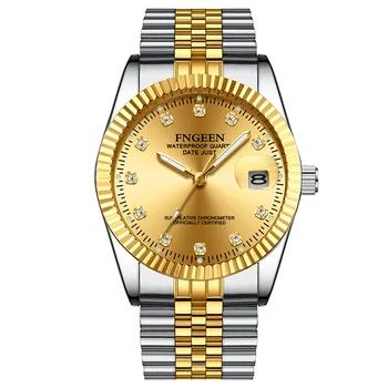 Dropshipping zegarki męskie moda luksusowy biznes Kwarcowy zegarek złoto stal wodoodporny data Hodinky Reloj Hombre zegarki męskie