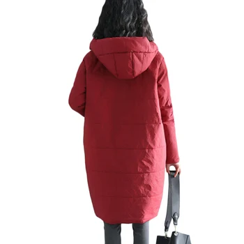 Duży rozmiar, bawełniana odzież jesień zima nowe grube ciepłe bawełnianej płaszcz z kapturem damska wolna casual dół zbiórki, bawełniana kurtka parki F699