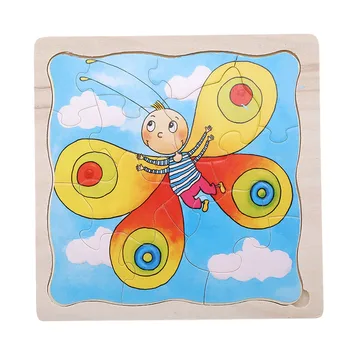 Dzieci kreskówka Learning Education Toy wielowarstwowe drewniane puzzle gry wczesny rozwój motyl Stroy Puzzle Toy
