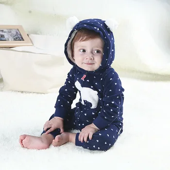 Dziecięcy kombinezon dziecięcy 2020 jesień zima ciepły polar z kapturem nogi noworodek chłopiec dziewczynka odzież kombinezon piżama 0-24 miesięcy