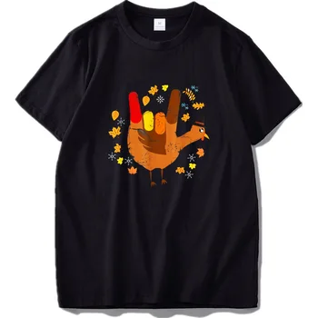 Dzień Dziękczynienia indyk koszulka amerykański język migowy kocham cię t-shirt rozmiar USA rozmiar UE czystej bawełny, okrągły dekolt, wygodne topy