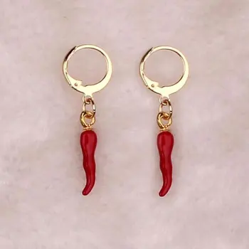 Egirl Punk gold Chili Earring kolor czerwony emalia Chile wiszące kolczyki damskie złote/srebrne kolory biżuteria ze stali nierdzewnej e-girl