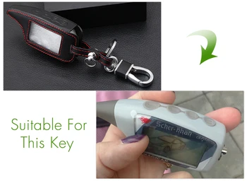 Etui na klucze do Scher Khan Magicar 5/6 skórzany pokrowiec dla Scher-khan Magicar M5 M6 LCD Alarm Remote Keychain Cover Protector