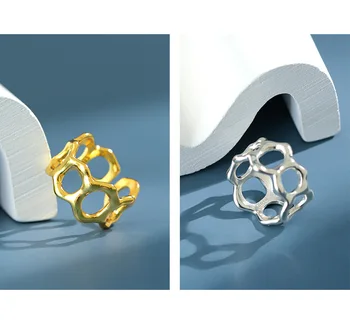 F. I. N. S 2020 nowy Designn S925 srebro pierścień proste nieregularne puste komórki szeroki palec 925 srebrne pierścionki biżuteria