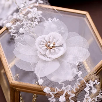 FORSEVEN biała przędza koronki kwiat naszyjnik naszyjnik zestaw kolczyk kobiet nakrycia głowy, naszyjnik ślubne zestawy biżuterii akcesoria ślubne JL