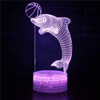 Figurka 3D RGB lampa Delfin światło prezent lampka nocna LED 7 Kolorów nocne