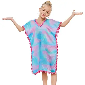 Fioday New Summer Cover-Ups strój kąpielowy dla dziewczynek miękkie okłady strój plażowy z pompon pędzelkiem Chlid Beach Casual stroje kąpielowe stroje kąpielowe