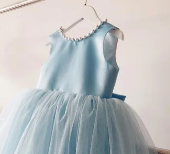 Fotelik chrzest niebieskie sukienki dla dziewczynek sukienka księżniczki suknia 1-go roku urodzenia dziecka suknia noworodek odzież