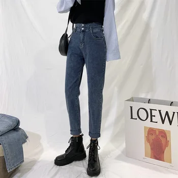GOPLUS elastyczny 2021 Wysokiej talii Dżinsy damskie jeansowe spodnie moda Streeatwaer eleganckie czarne spodnie duży rozmiar luźne dżinsy 5XL