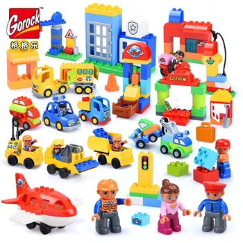 GOROCK Classic Big Size Building Block Duploed City Car Plane Castle Bricks Figure zabawki dla dziecka prezent na boże Narodzenie