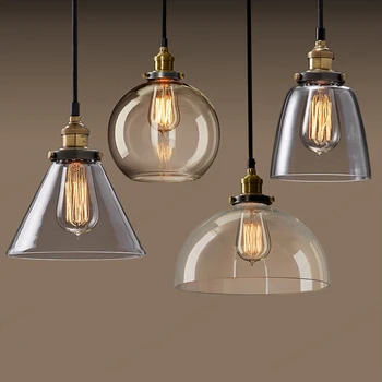 GZMJ Vintage Industrial Loft LED lampa wisząca szklany uchwyt retro loft bar lampa abażur światło, wystrój domu lampy lampa wisząca