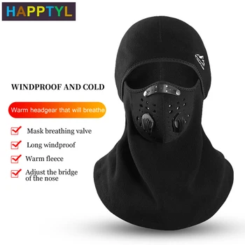HAPPTYL Kominiarka zimowa maska do twarzy motocykl maska do twarzy narciarska woda termalna polarowa maska do twarzy z zaworem oddechowym i przewiewna otworami wentylacyjnymi