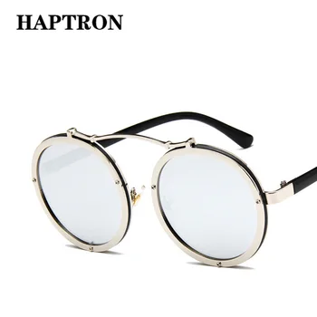 HAPTRON retro luksusowe okrągłe okulary Kobiety mężczyźni steampunk 2018 marka różowy niebieski czarny slr odcienie okulary przeciwsłoneczne UV400 oculos