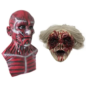 Halloween horror realistyczna Maska potwora Krwawa Maska zombie z włosami cosplay obrzydliwe rot osoba straszny bal Przebierańców Маскер