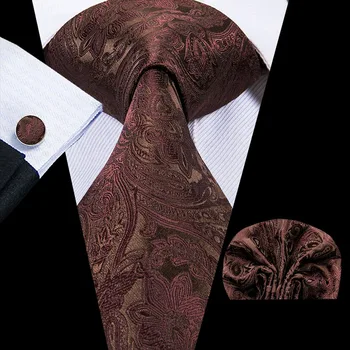 Hi-Tie jedwab różowy kwiatowy Paisley męski krawat zestaw 8,5 cm ślubne krawaty dla mężczyzn nowy projekt chusteczkę spinki do mankietów wysokiej jakości krawat