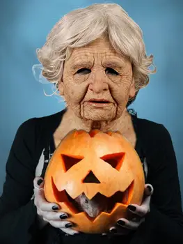 Horror Halloween Twarz Pokrywa Na Wprost Widoczny Lateks Stary Nakrycie Głowy Prop Latex Kask Halloween Kostium, Rekwizyty Nowy 2020