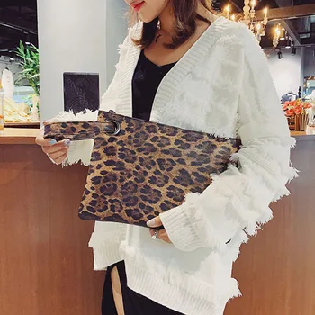 Hot sprzedaży kobiet bransoletka torba zbyt duży portfel leopard print faux skóry wieczorne torba Torba-B5