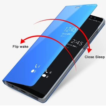 Huawei Y9 2019 Case Cover Powłoka Lustro Skórzany Telefon Shell Coque Flip Stand Przezroczyste Etui Do Huawei Y9 2019 Coque Fundas 6.5
