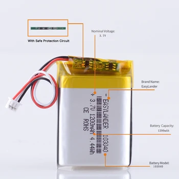 JST PH 1.25 mm 3 pin 1200mAh li-polymer LiPo wymienić baterie dla Bluedio T2 Plus słuchawki latarka walkie-talkie