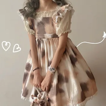 Japoński Kwiat Sukienka Lolita Kobiety Kawaii Cekiny Drukowania Kolan Pasek Spaghetti Lolita Sukienka Klub Nowa Jesień 2020