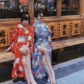 Japońskie Tradycyjne Kimono Harajuku Geta Drewniaki Oddziału Długi Szlafrok Yukata AO Daj Sukienka Anime Cosplay Kostiumy Drewniane Buty Sandały